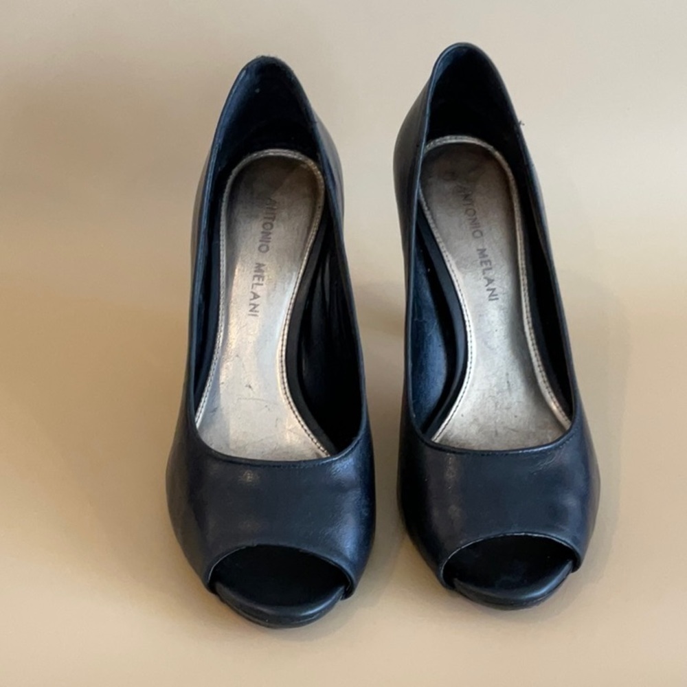 Antonio Melani woman’s black peep toe heels
